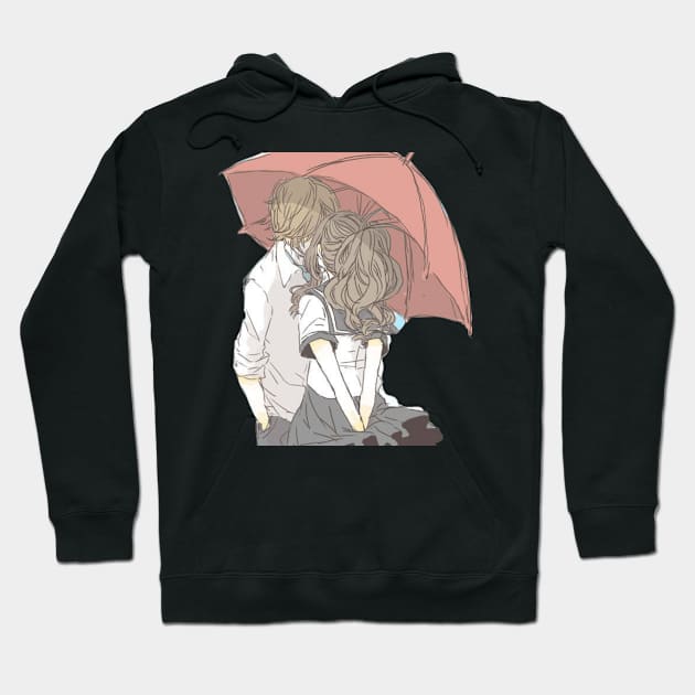 Umbrella  kissing couple Hoodie by Alemway